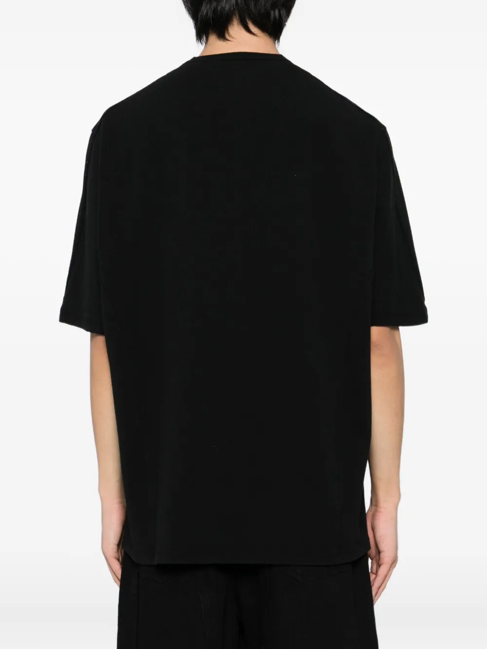 Devoa Brushstroke-embellishment Cotton T-shirt In Black