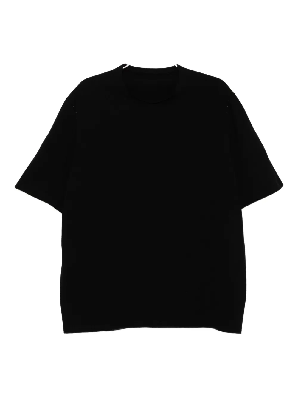 Devoa Panelled Cotton T-shirt In Black