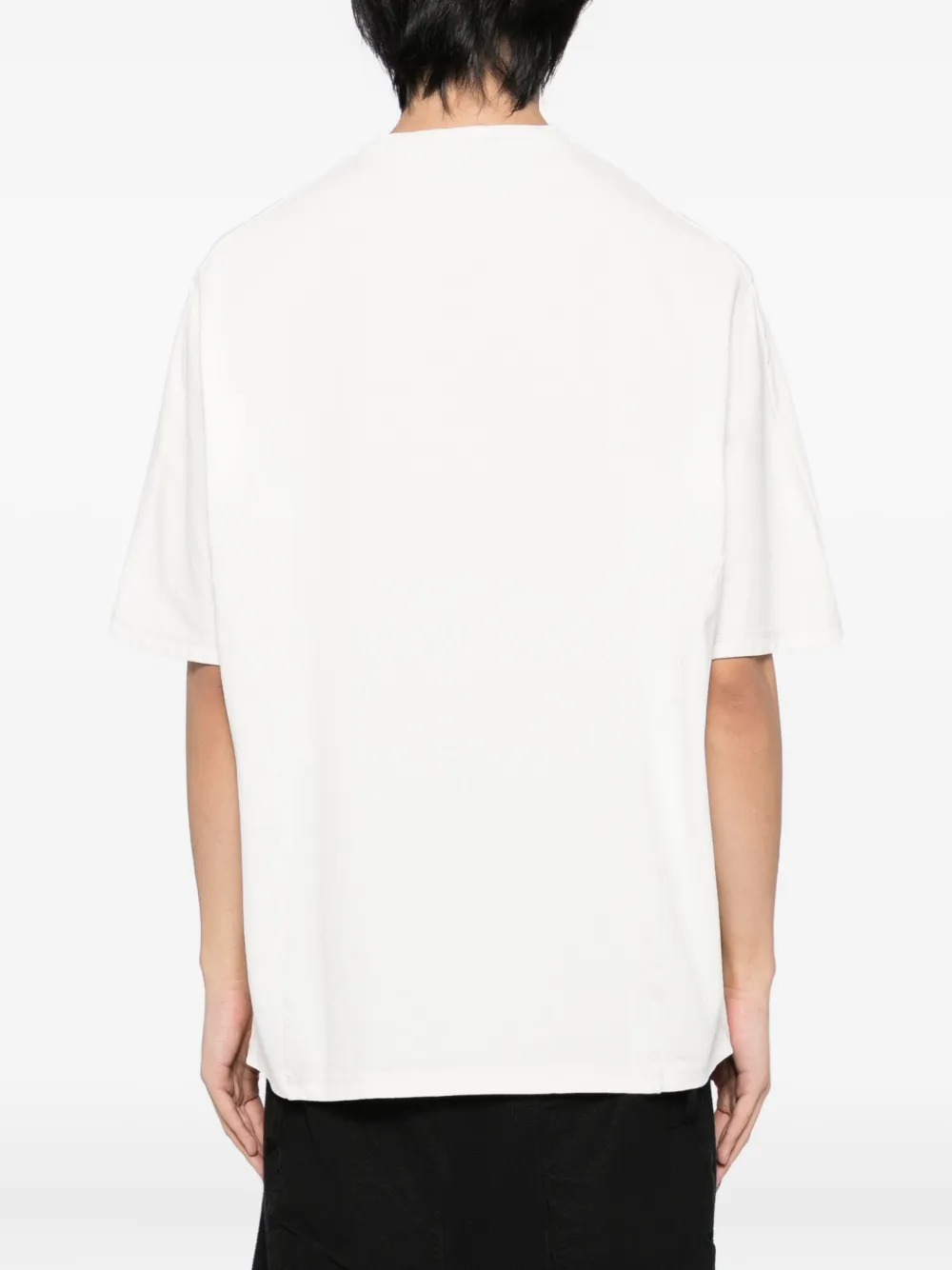 Devoa Brushstroke-embellishment Cotton T-shirt In White