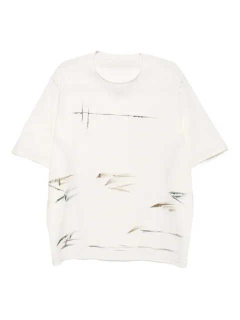 Devoa 브러시스트로크 장식 코튼 티셔츠