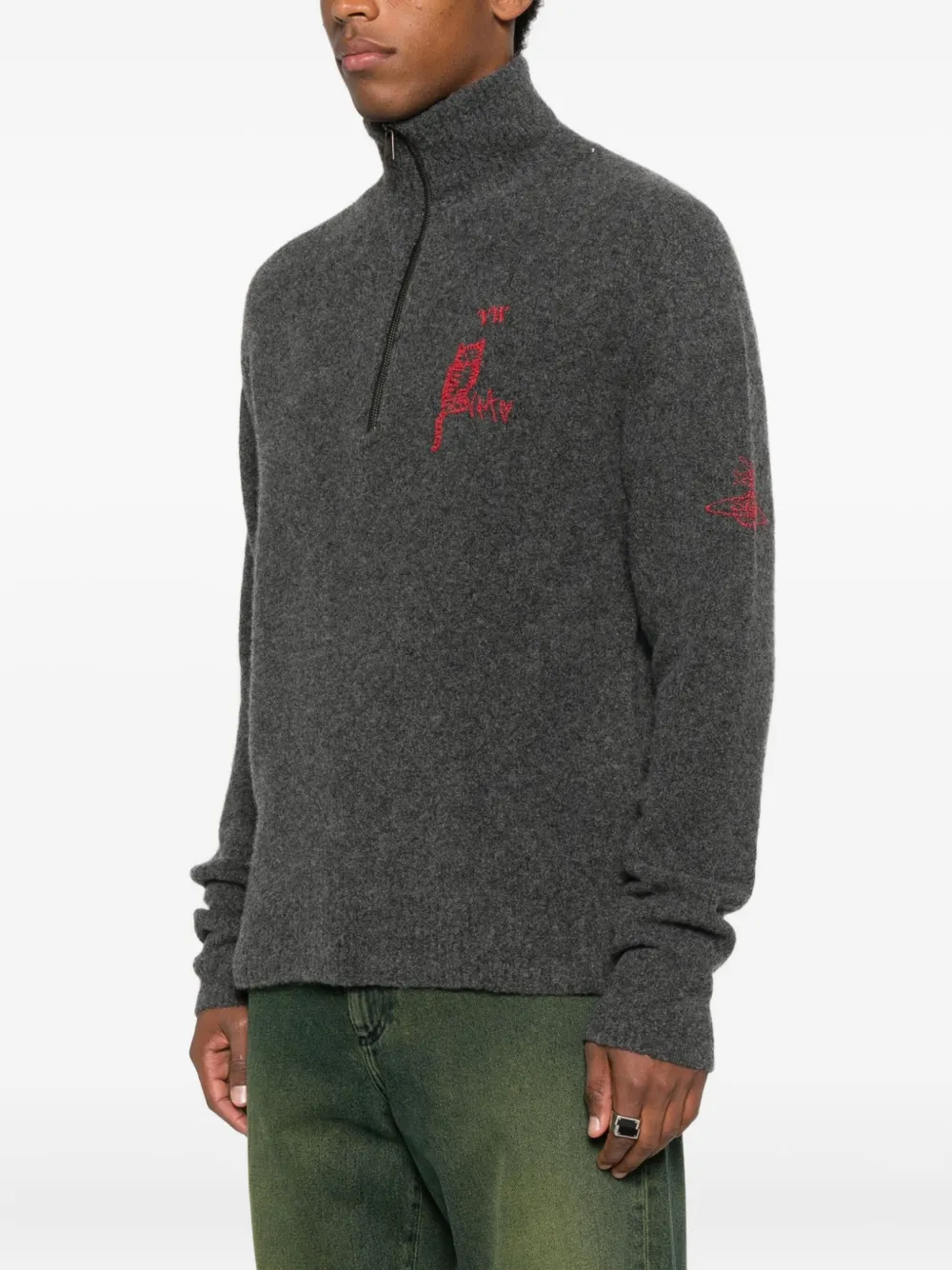 Vivienne Westwood Embroidered-logo Sweater In Gray