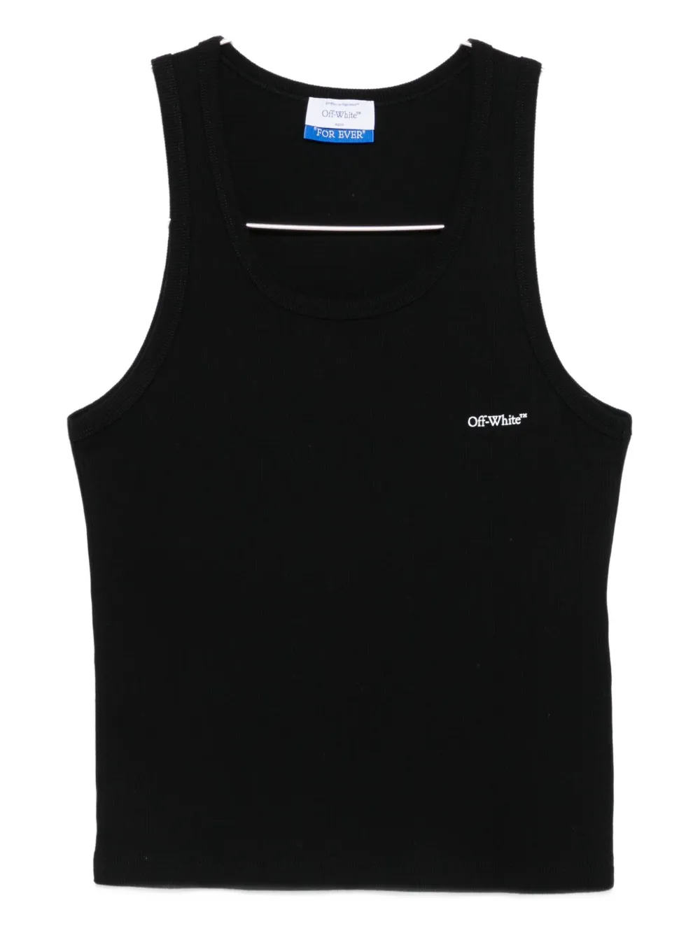Off-white Ribbed Scoop-neck Tank Top In Black