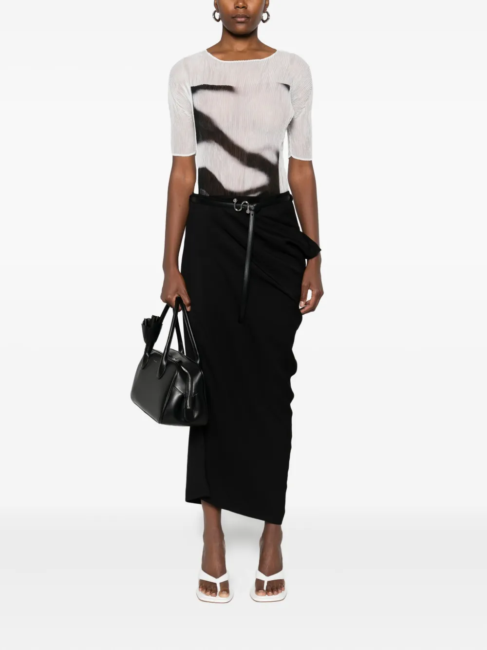 Sportmax draped belted skirt - Zwart