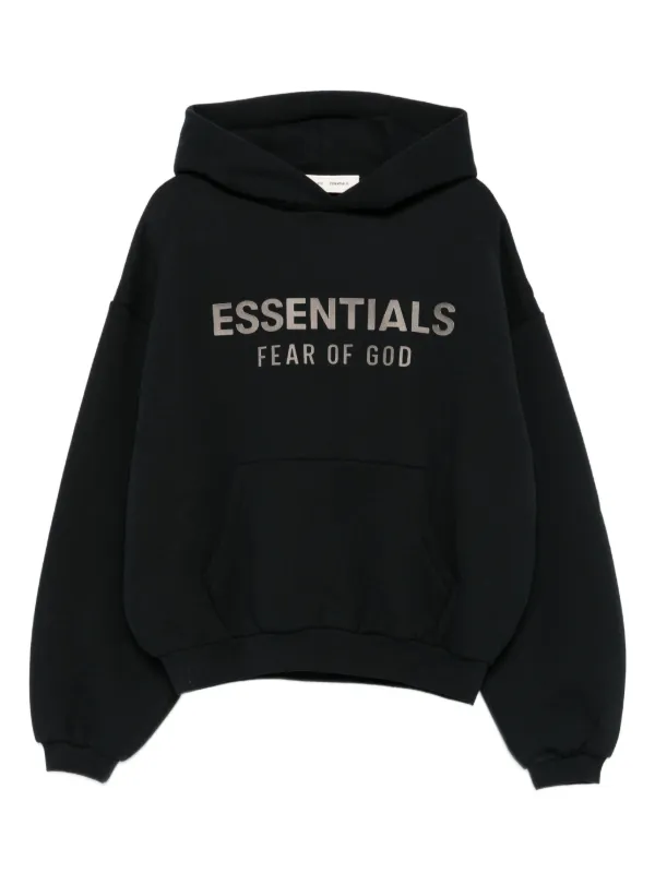 FEAR OF GOD ESSENTIALS logo-print Fleece Hoodie Black FARFETCH PH