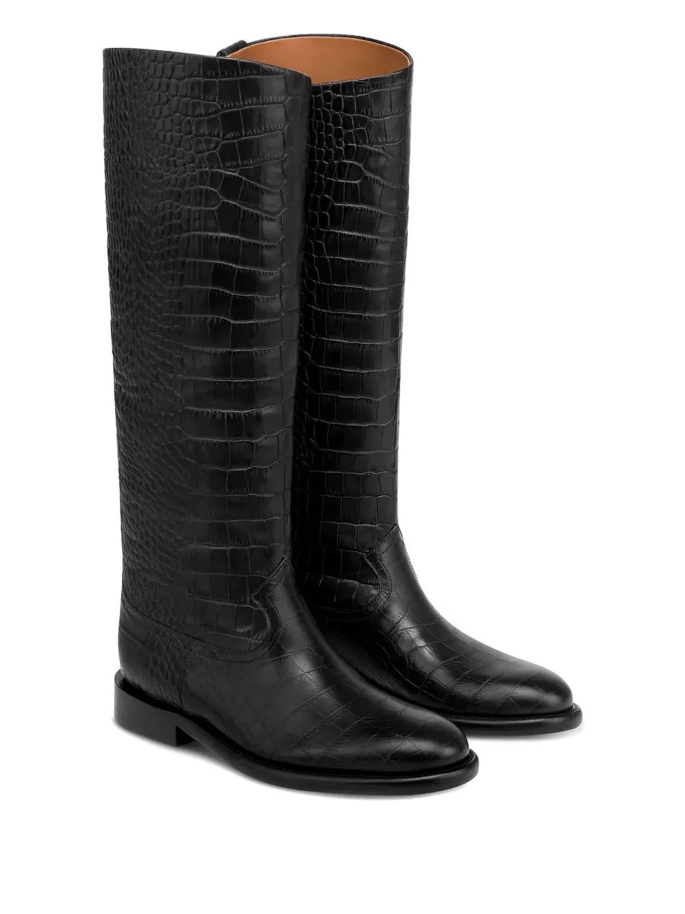 Paris Texas 20mm Montana croco-embossed leather boots Black