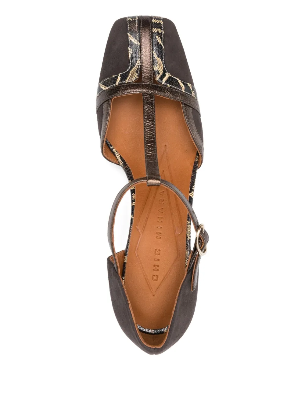 Chie Mihara 60mm t-bar block-heel sandals Brown
