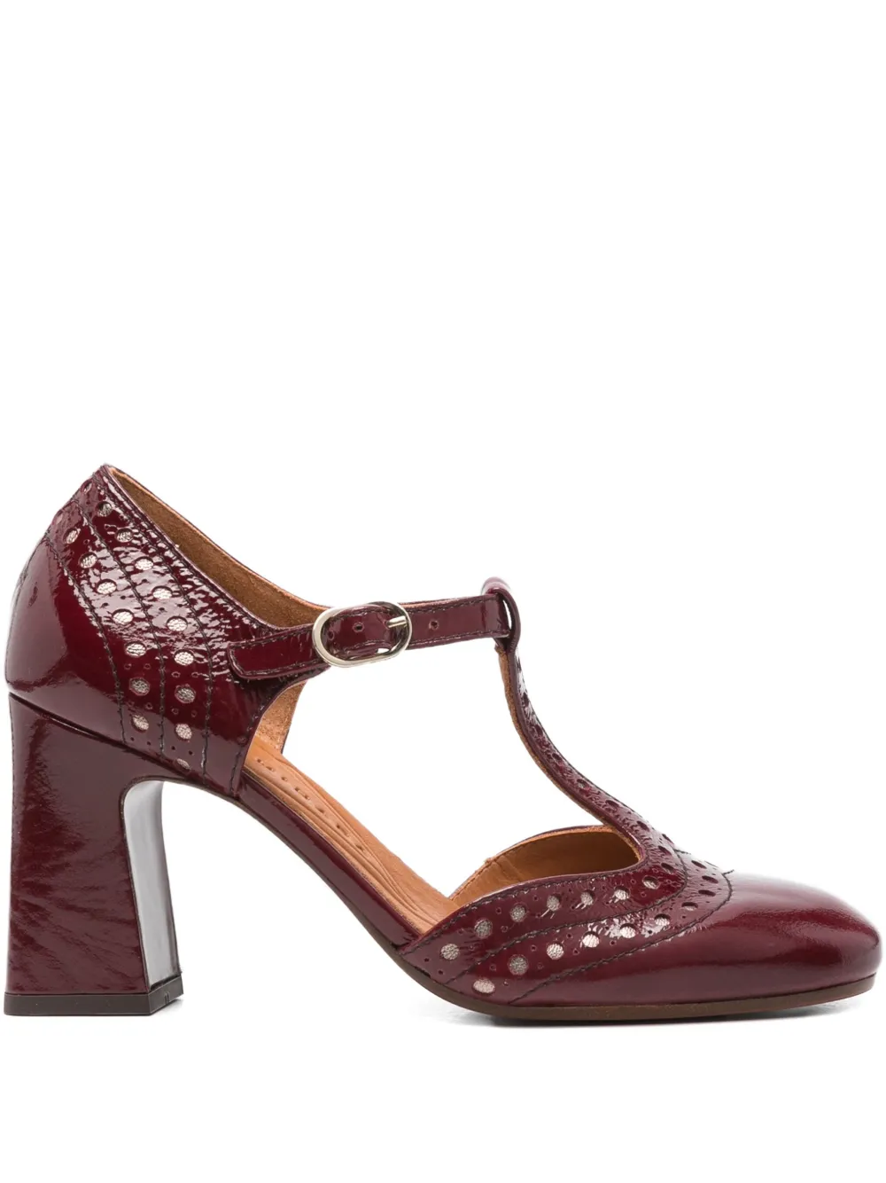 Chie Mihara 85mm perforated T-bar heeled pumps - レッド Chie Mihara 85mm perforated T-bar heeled pumps - レッド