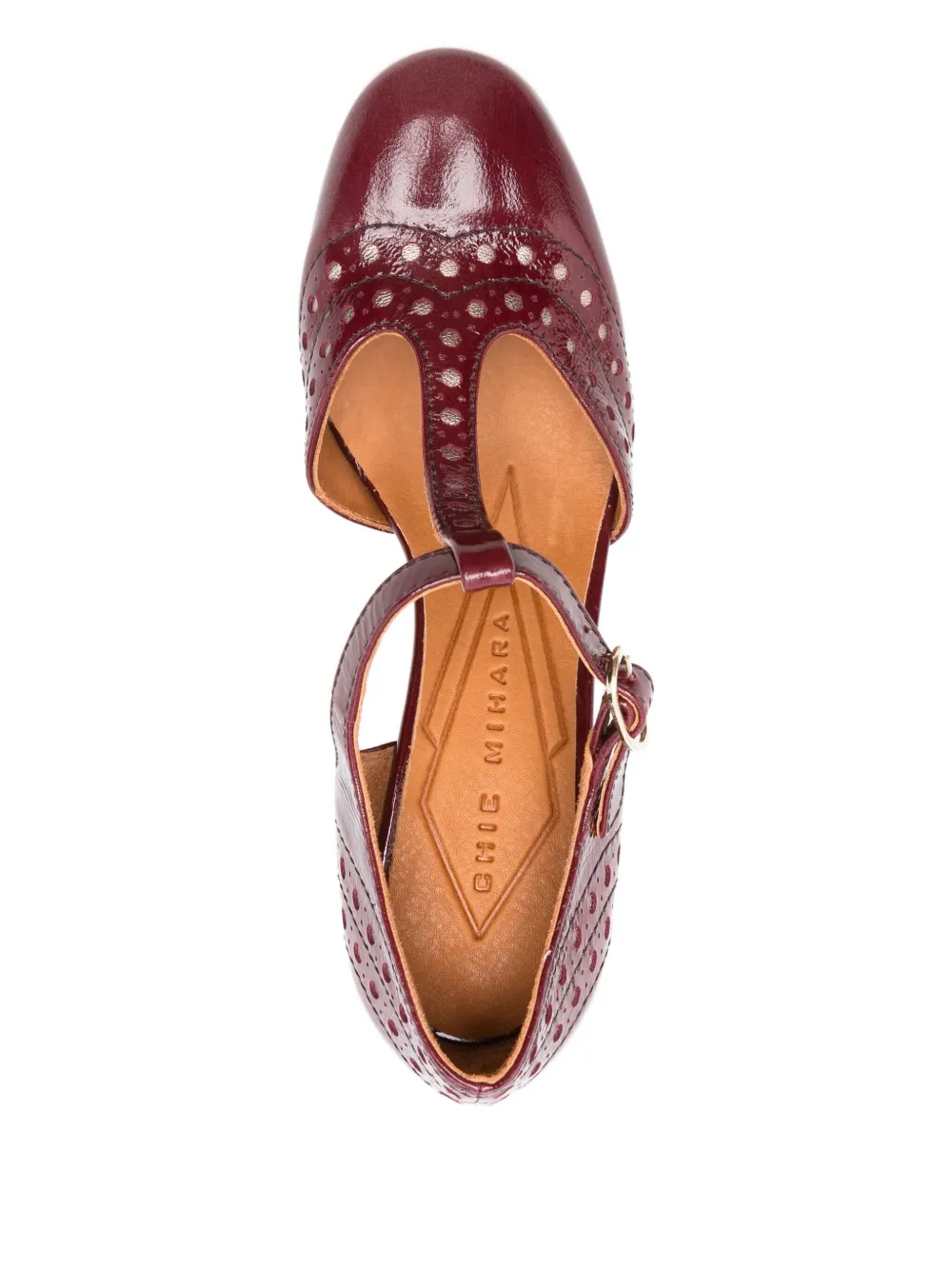 Chie Mihara 85 mm geperforeerde pumps met T-bandje Rood