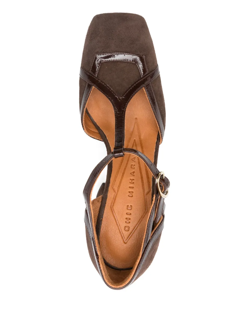 Chie Mihara 80mm T-bar block-heel pumps Brown