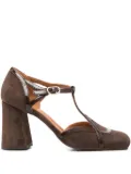Chie Mihara 80mm T-bar block-heel pumps - Brown