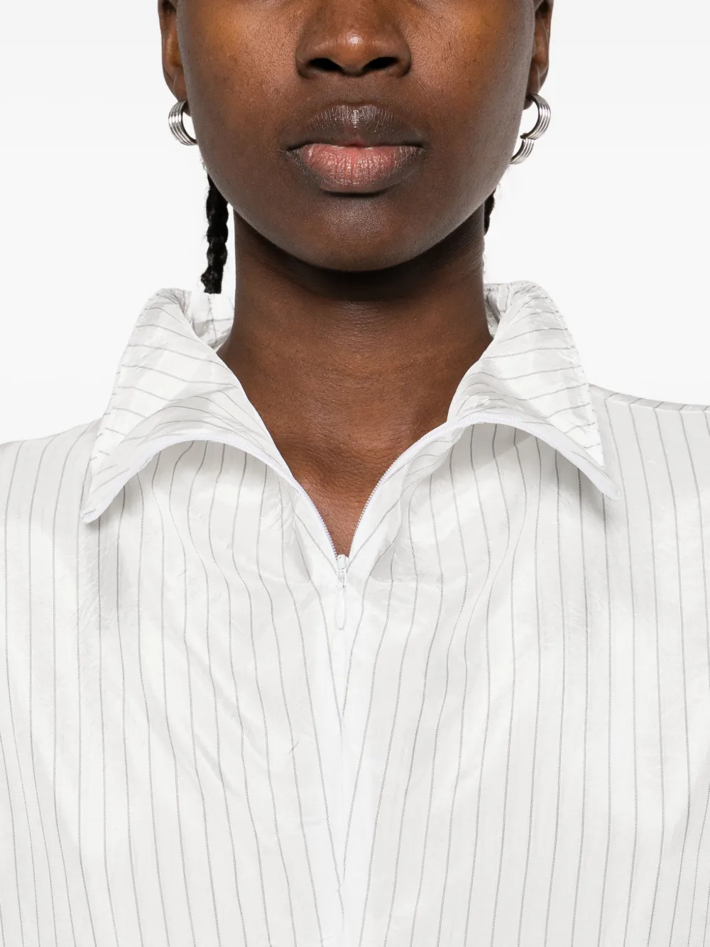 Federico Cina Pinstripe Sleeveless Blouse In White