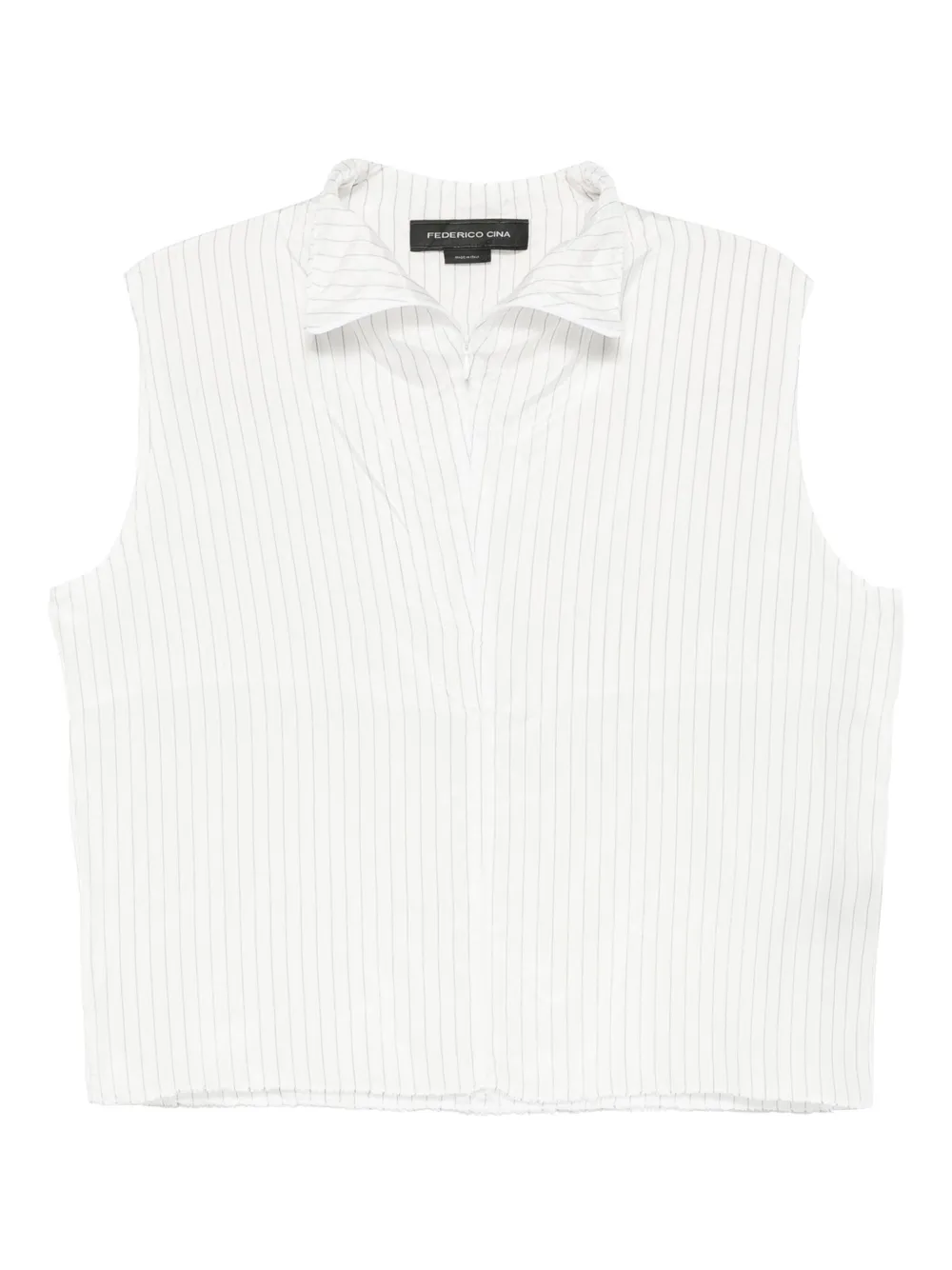 Federico Cina Pinstripe Sleeveless Blouse In White
