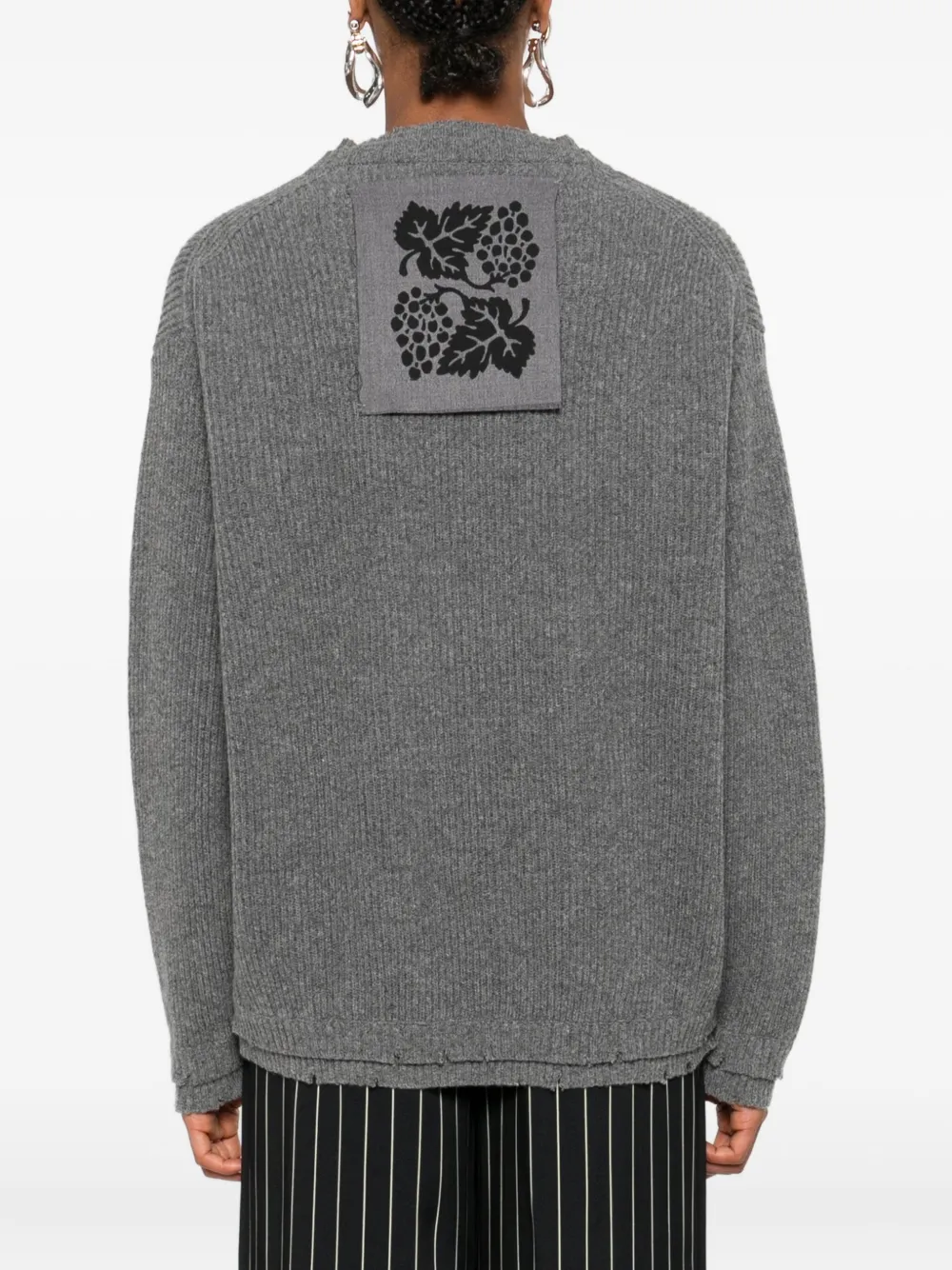 Federico Cina Ribbed Wool Sweater In Gray