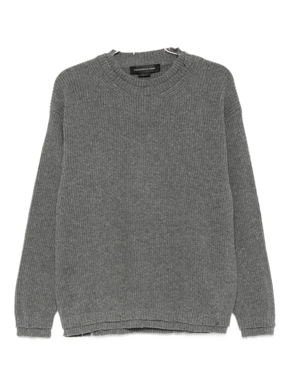 Federico Cina Ribbed Wool Sweater In Gray
