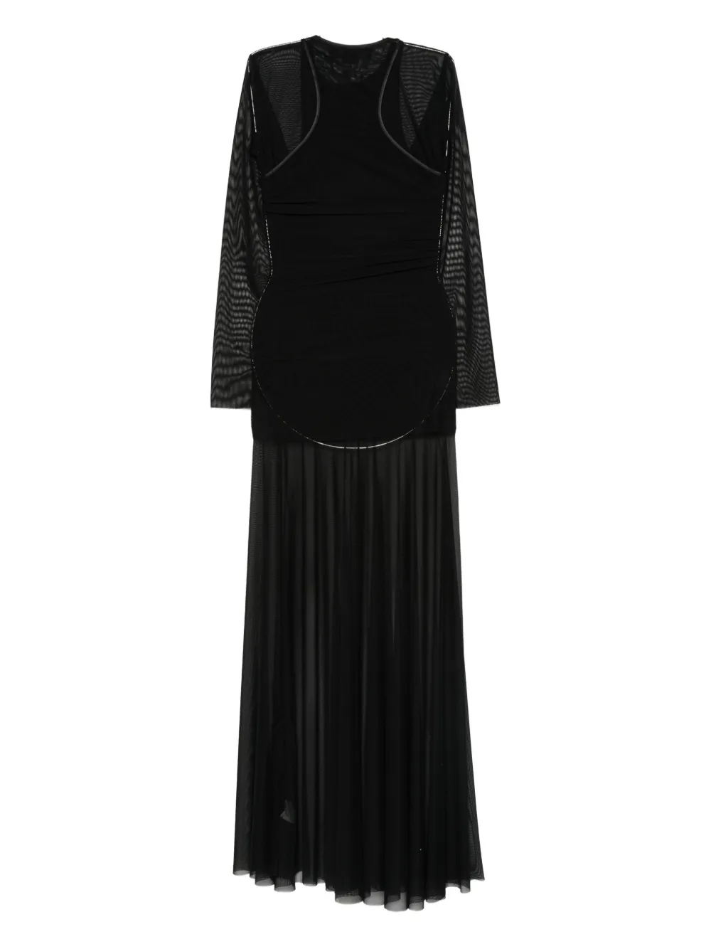 FEDERICO CINA semi-sheer layered maxi dress - Zwart