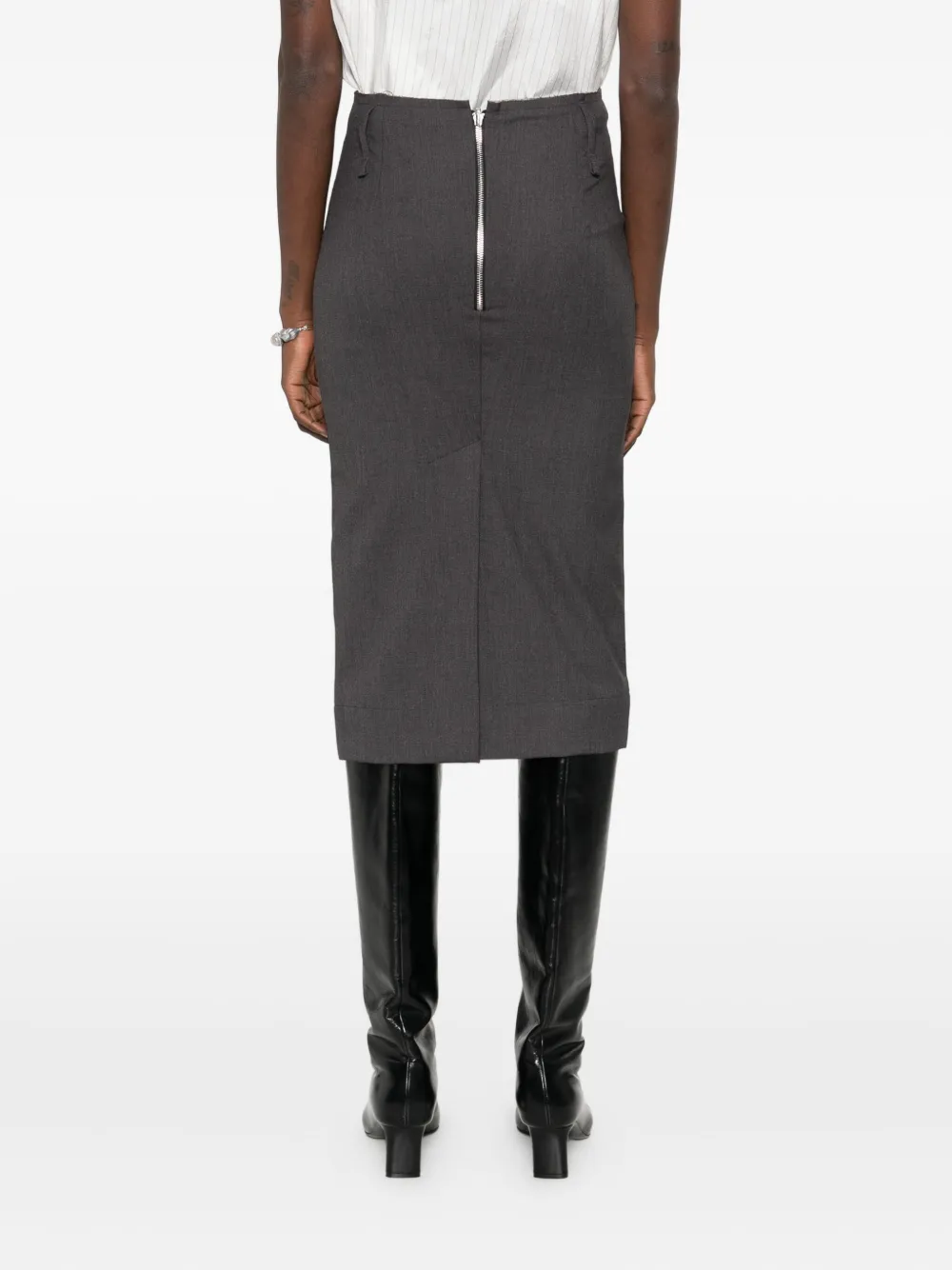 Federico Cina Straight Skirt In Gray