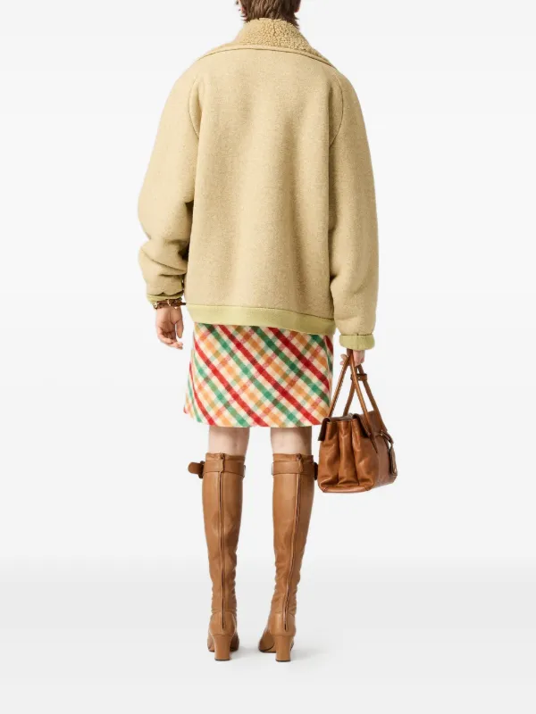Miu Miu zip-up Shearling Jacket | Neutrals | FARFETCH