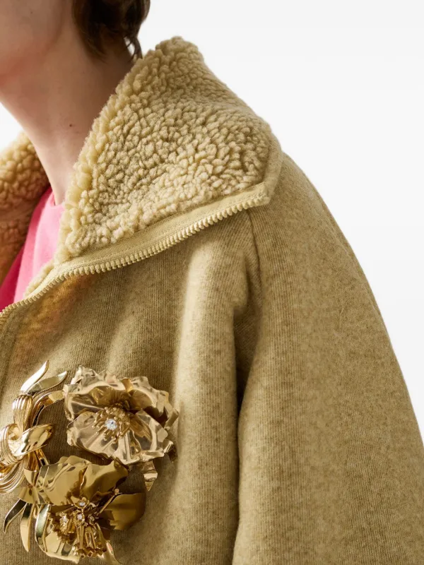 Miu Miu zip-up Shearling Jacket | Neutrals | FARFETCH