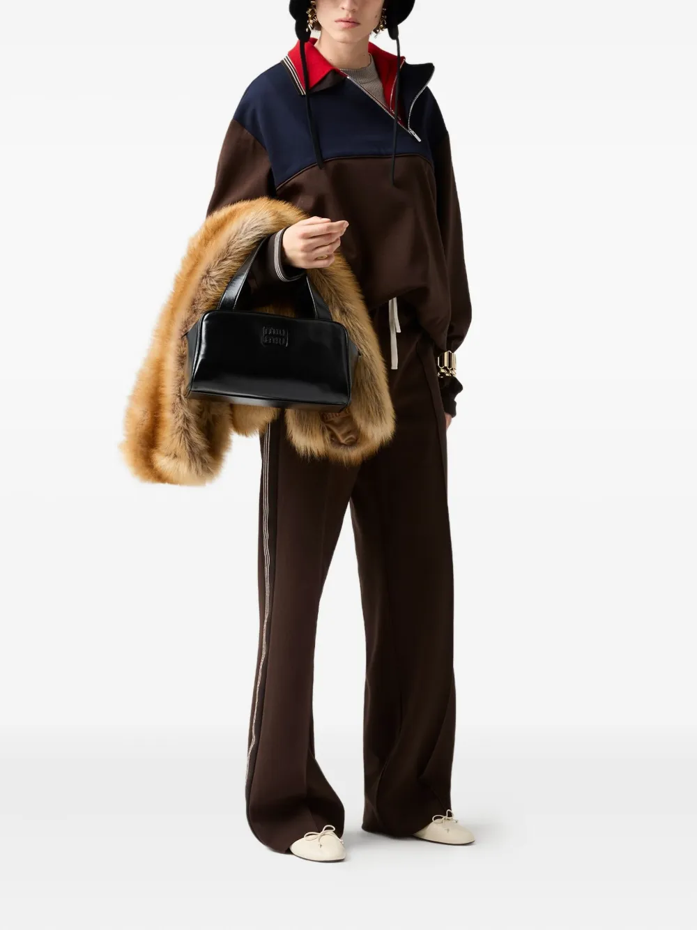 Miu Sweater met polokraag en rits Bruin
