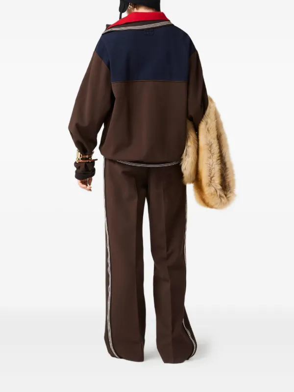 MIUMIU モッズケープ Miu Miu polo-neck Zipped Sweatshirt | Brown | FARFETCH CA