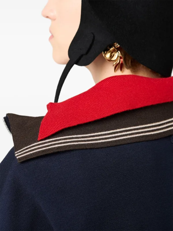MIUMIU モッズケープ Miu Miu polo-neck Zipped Sweatshirt | Brown | FARFETCH CA