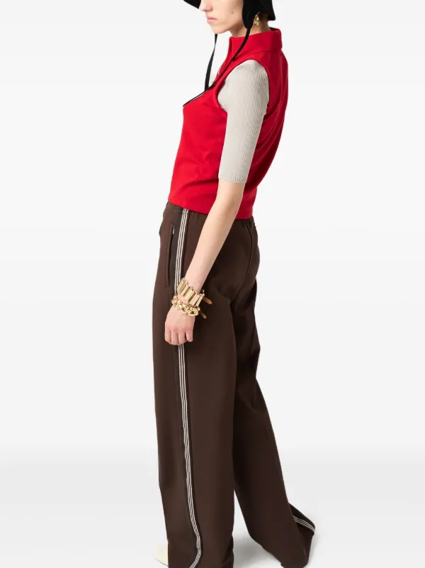 Miu Miu ribbed-collar zip-front Sleeveless Vest | Red | FARFETCH