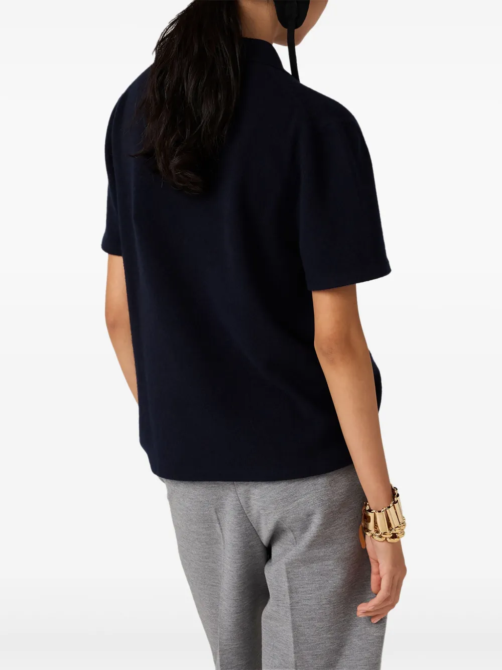 Miu Ribgebreide trui met rits Blauw