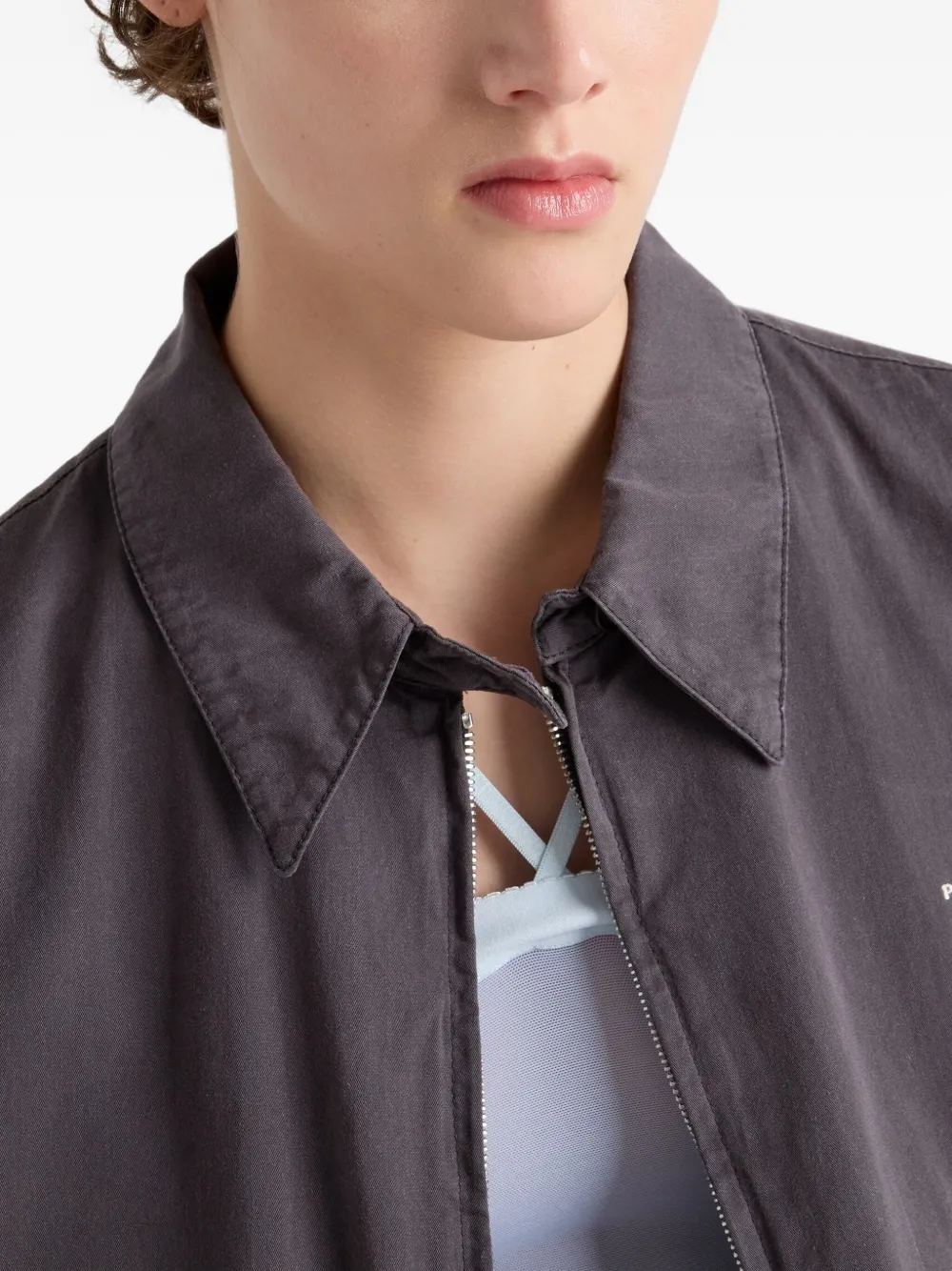Prada shirt-collar welt-pocket jacket Grijs