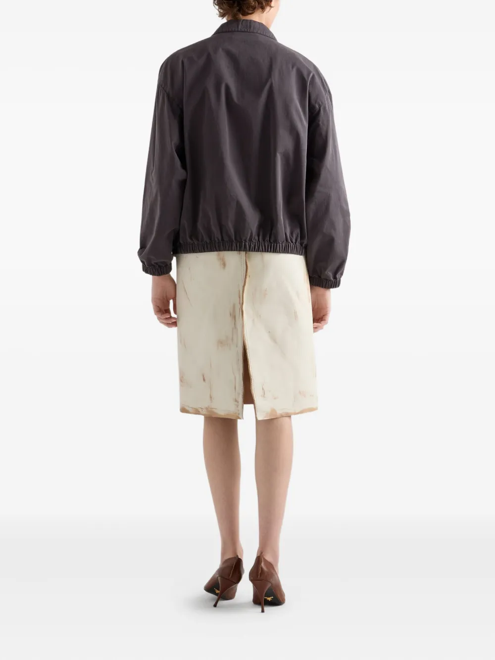 Prada shirt-collar welt-pocket jacket Grijs