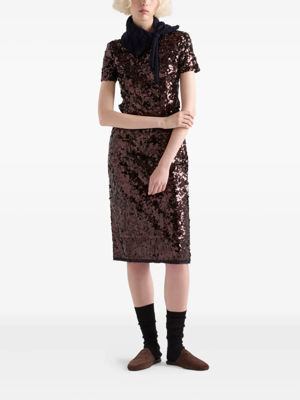 Prada Top verfraaid met pailletten Bruin