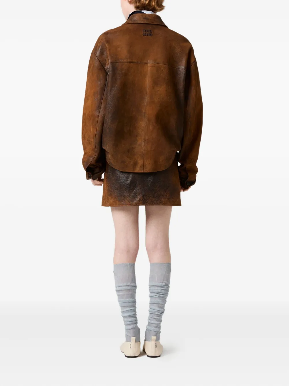 Miu Miu Flap-pocket Mini Skirt In Brown