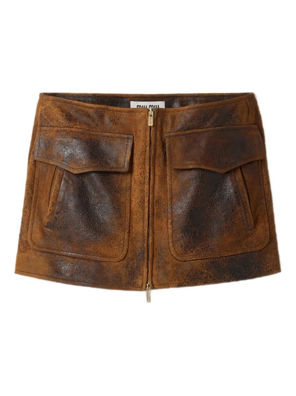 Miu Miu flap-pocket mini skirt | Brown | Image 1