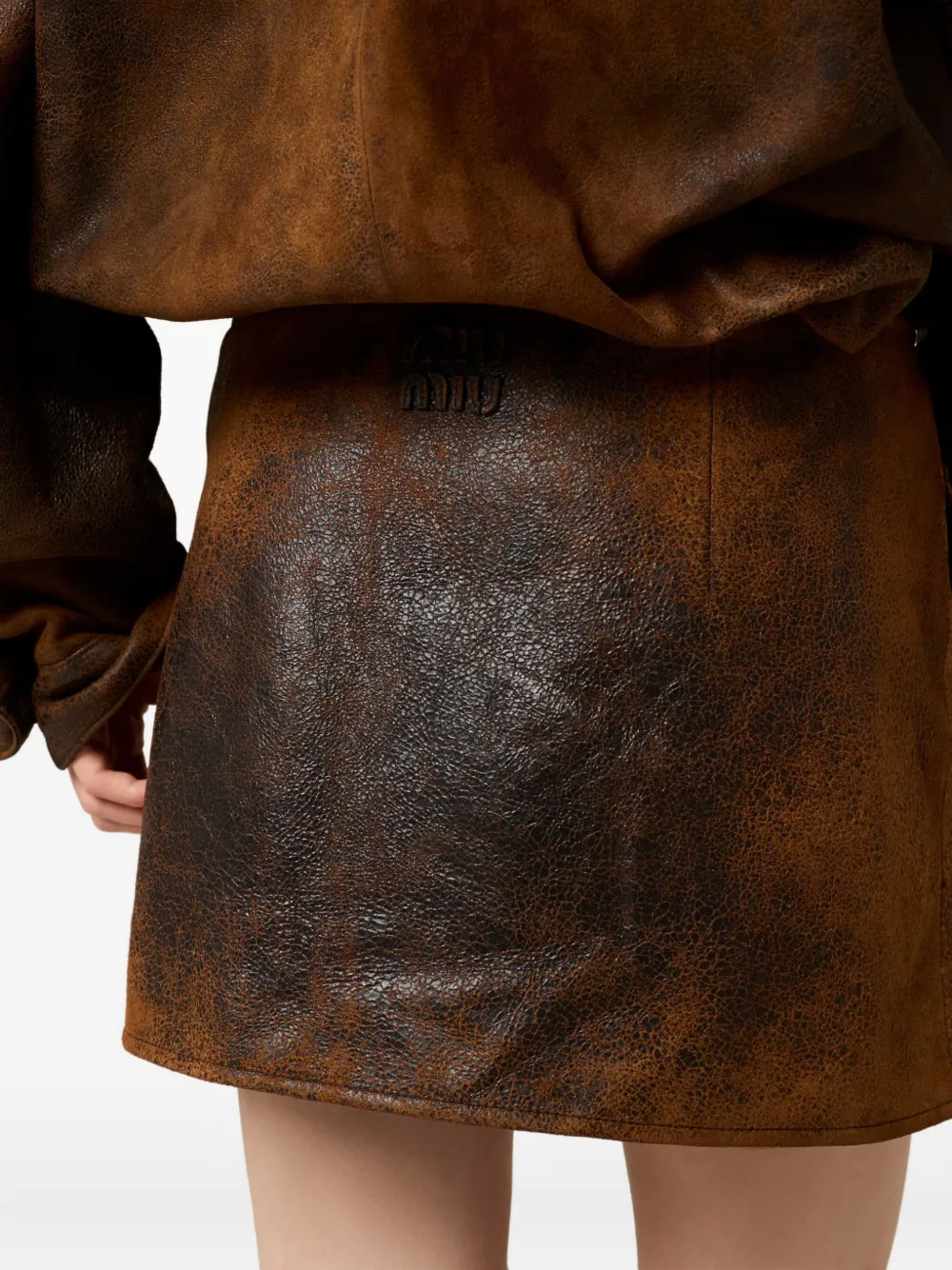 Miu Miu Flap-pocket Mini Skirt In Brown