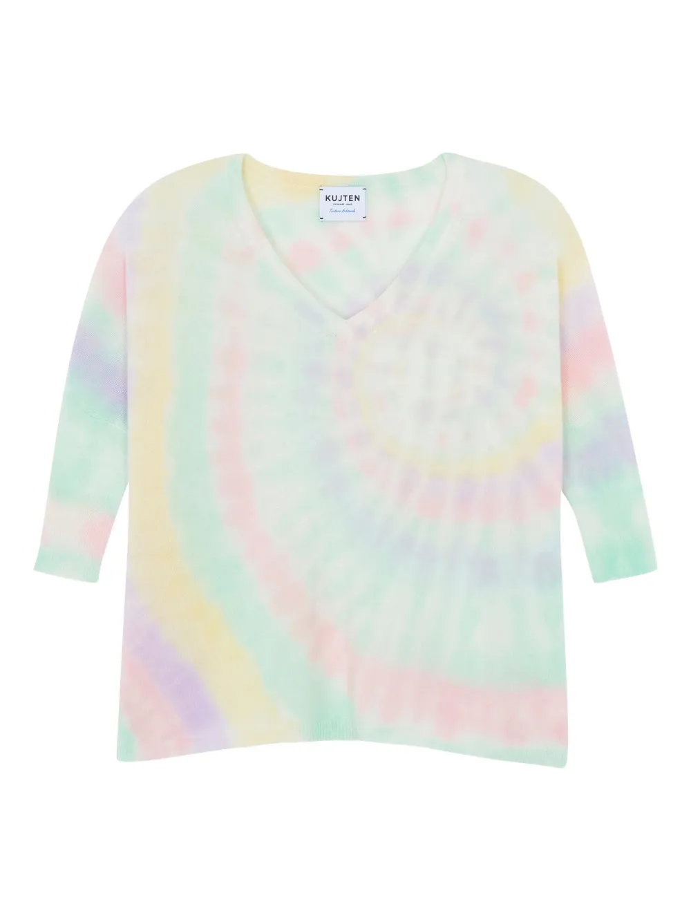 Kujten Tie-dye V-neck Sweater In Multi