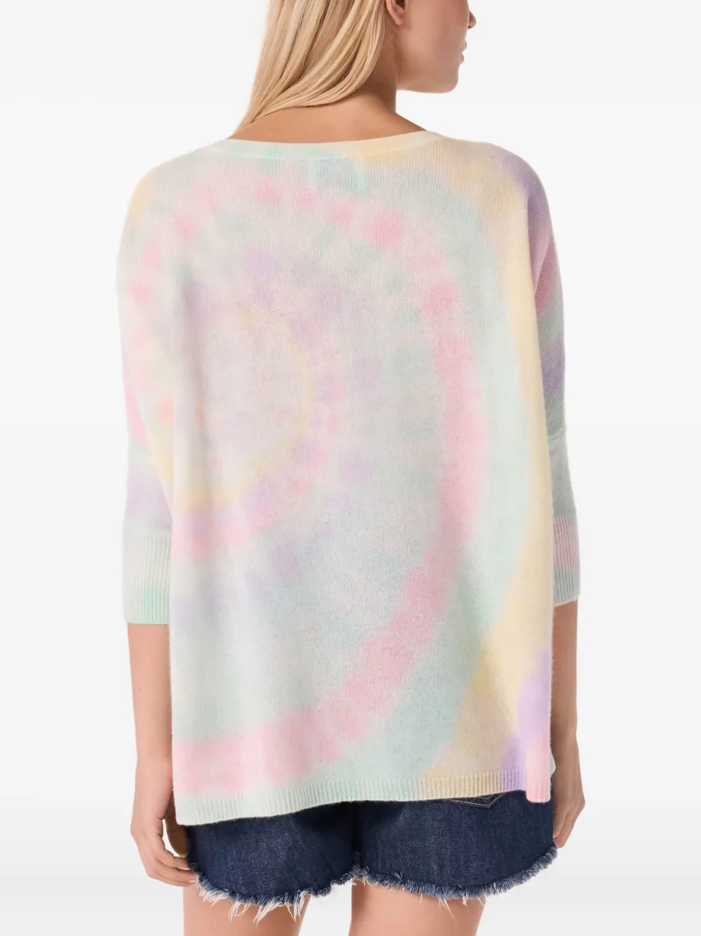 Kujten Tie-dye V-neck Sweater In Multi