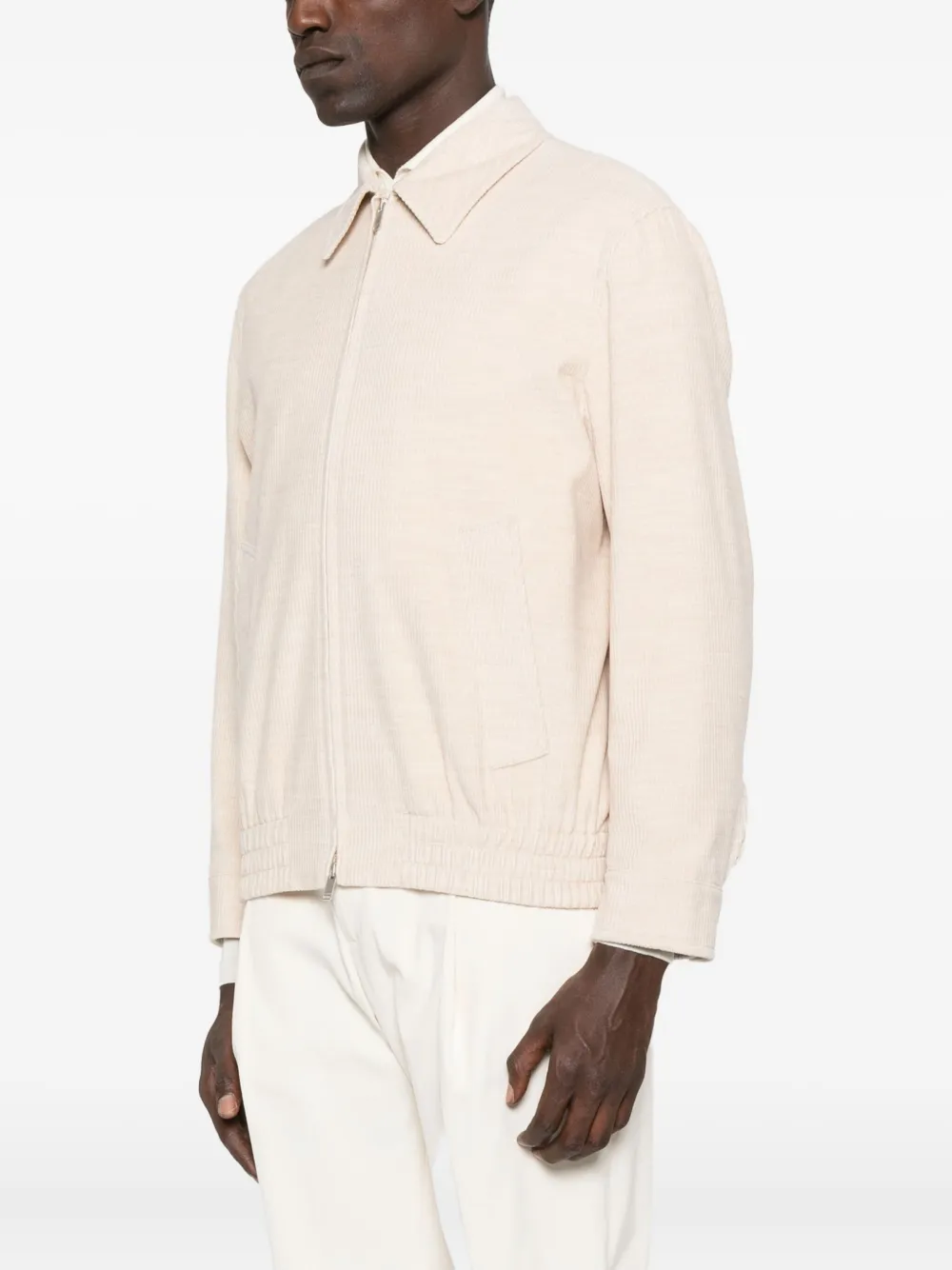Lardini Geribbeld shirtjack met rits Beige