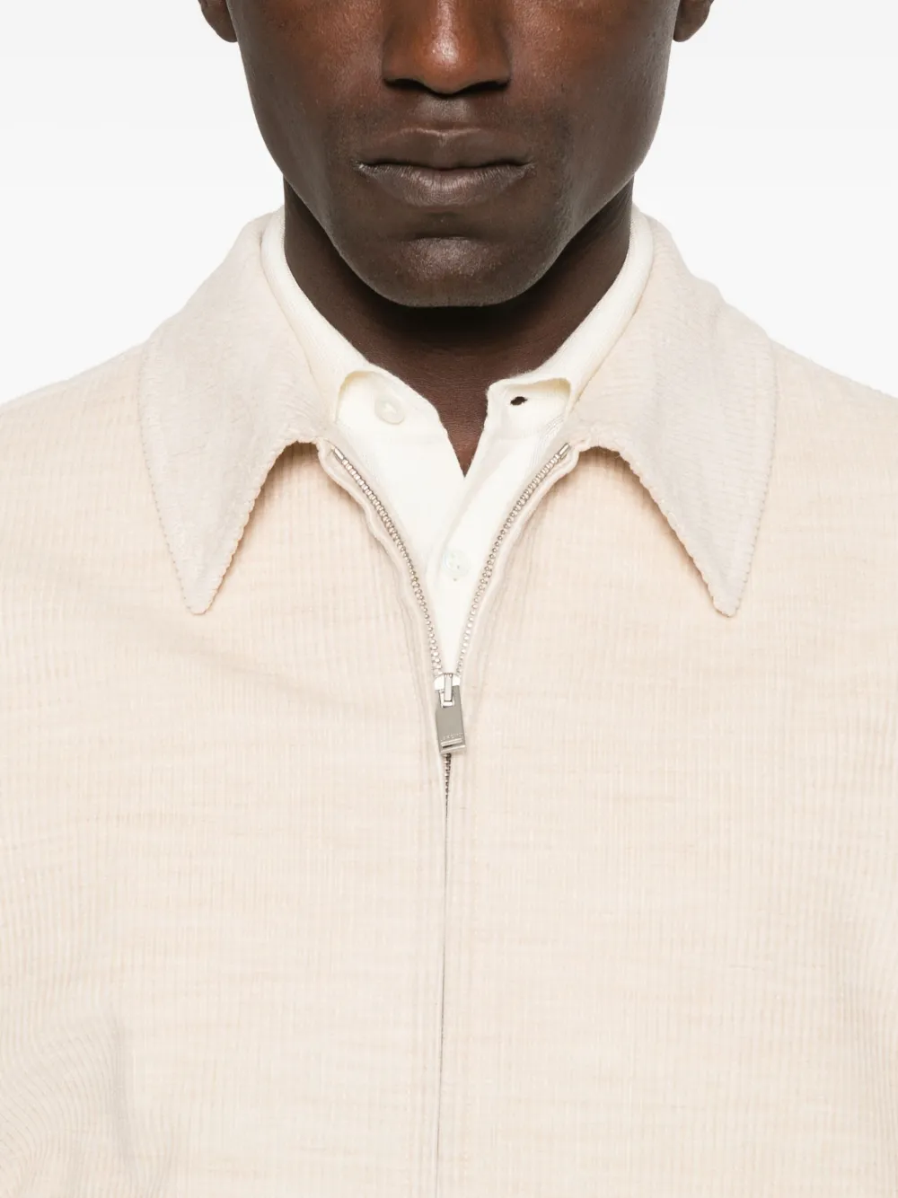 Lardini Geribbeld shirtjack met rits Beige