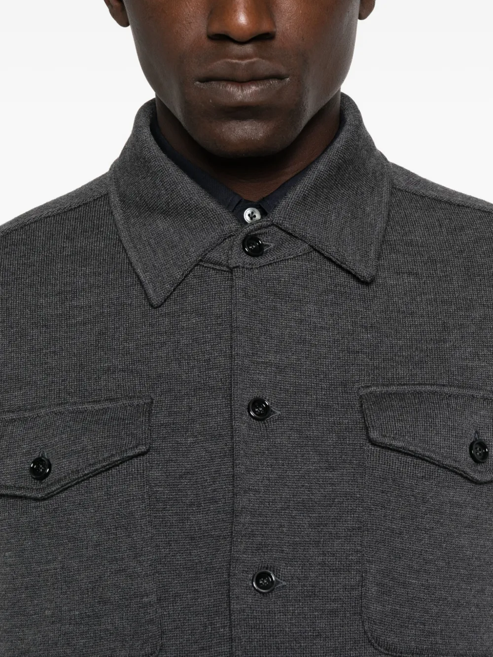 Lardini Shirtjack met klepzak en knopen Grijs