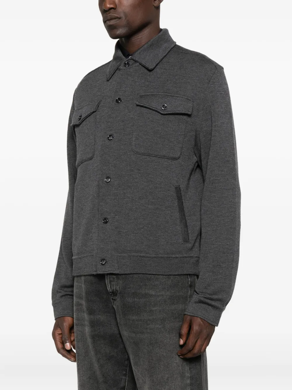 Lardini Shirtjack met klepzak en knopen Grijs