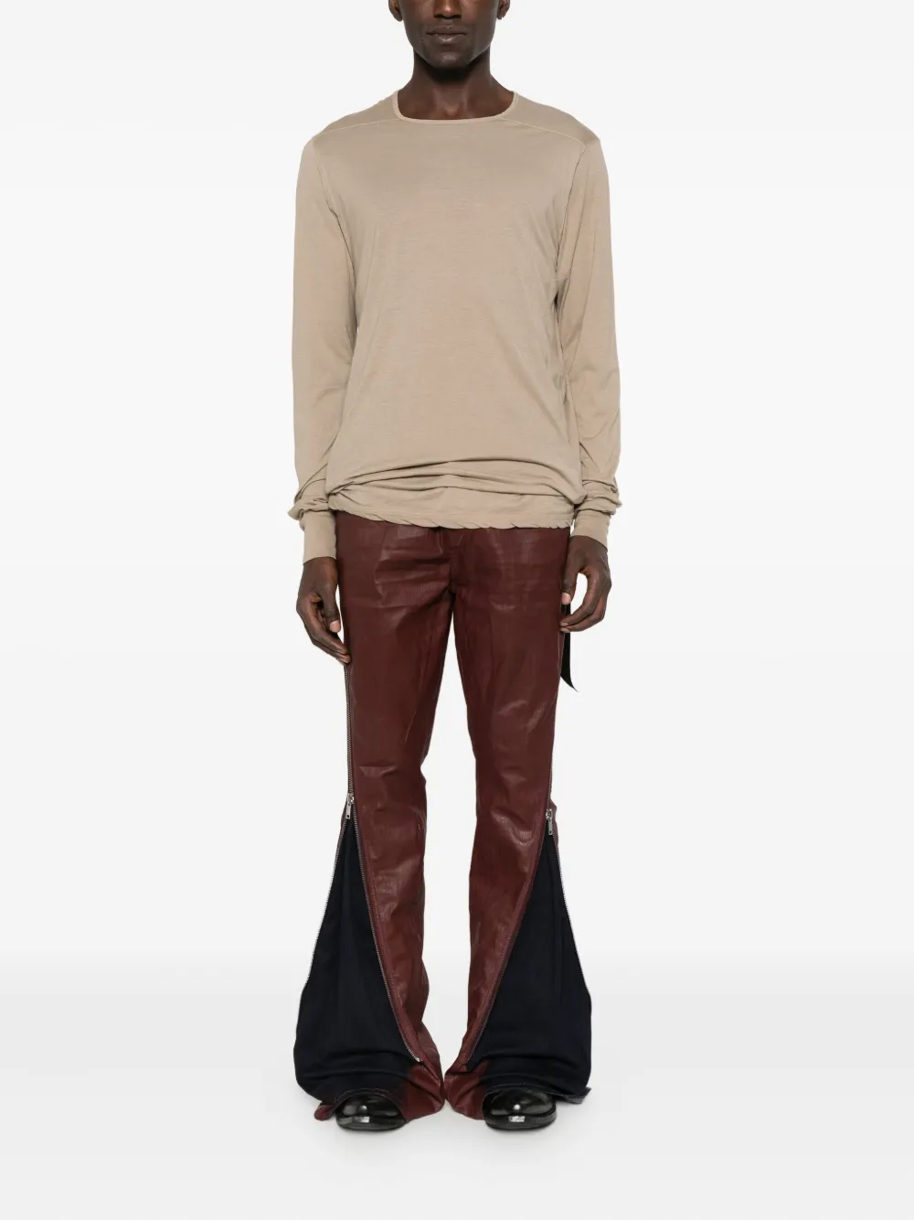 Rick Owens DRKSHDW T-shirt met lange mouwen en trekkoord Beige