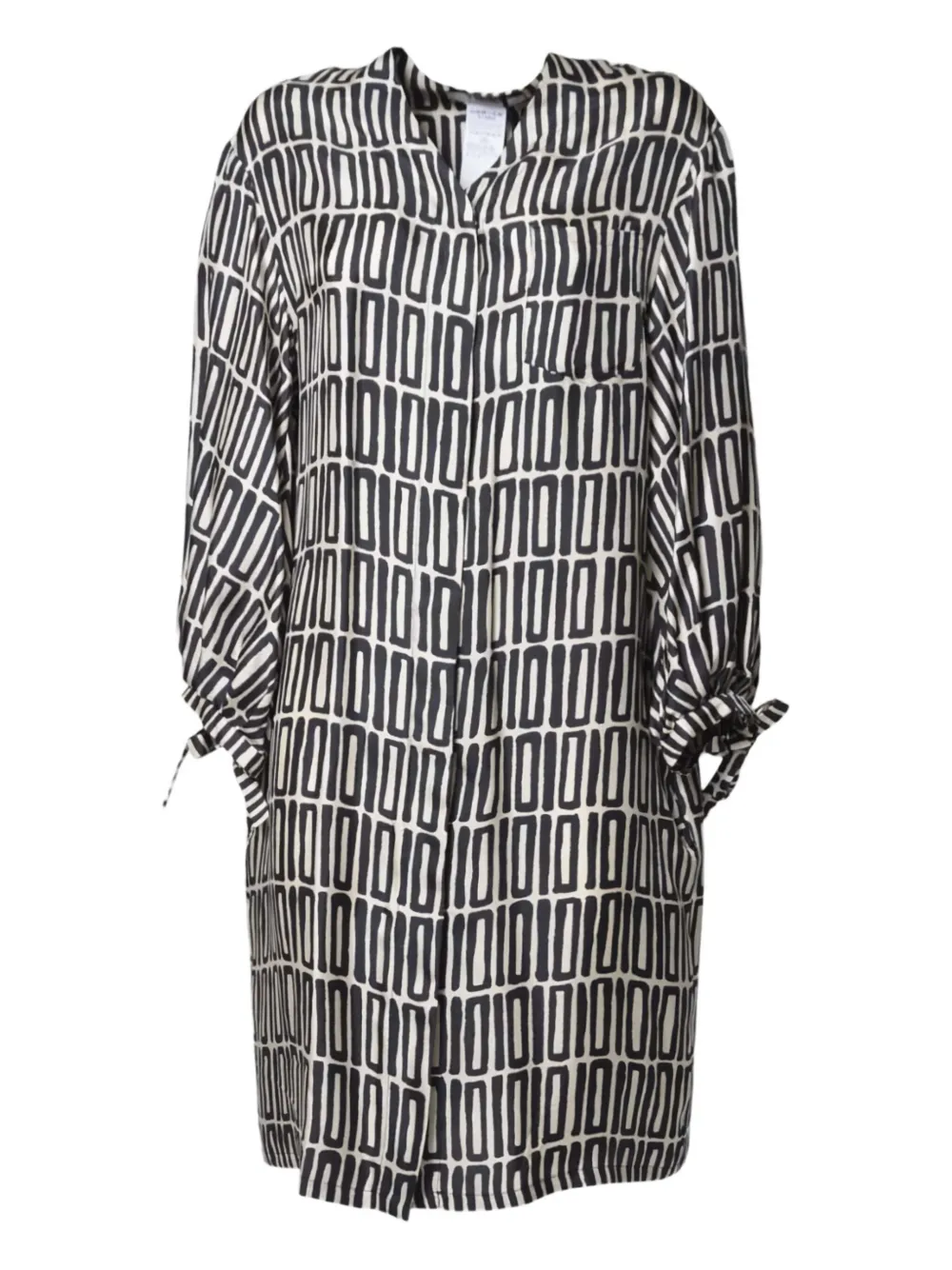 'S Max Mara geometric-print tie-cuff dress - ブラック 'S Max Mara geometric-print tie-cuff dress - ブラック