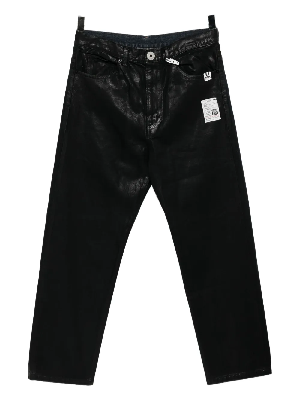 Miharayasuhiro Two-tone Coated Jeans In Black