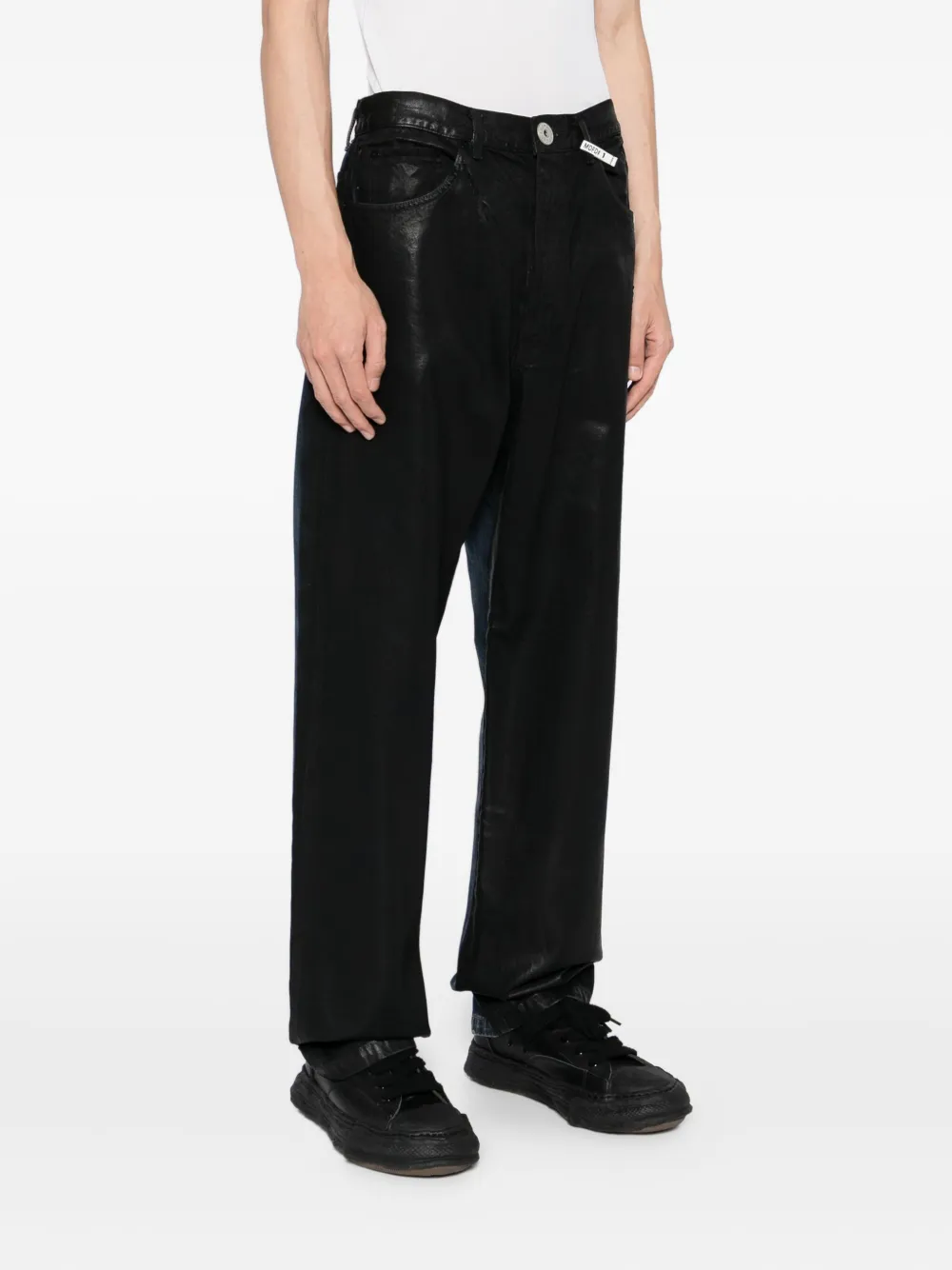 Miharayasuhiro Two-tone Coated Jeans In Black