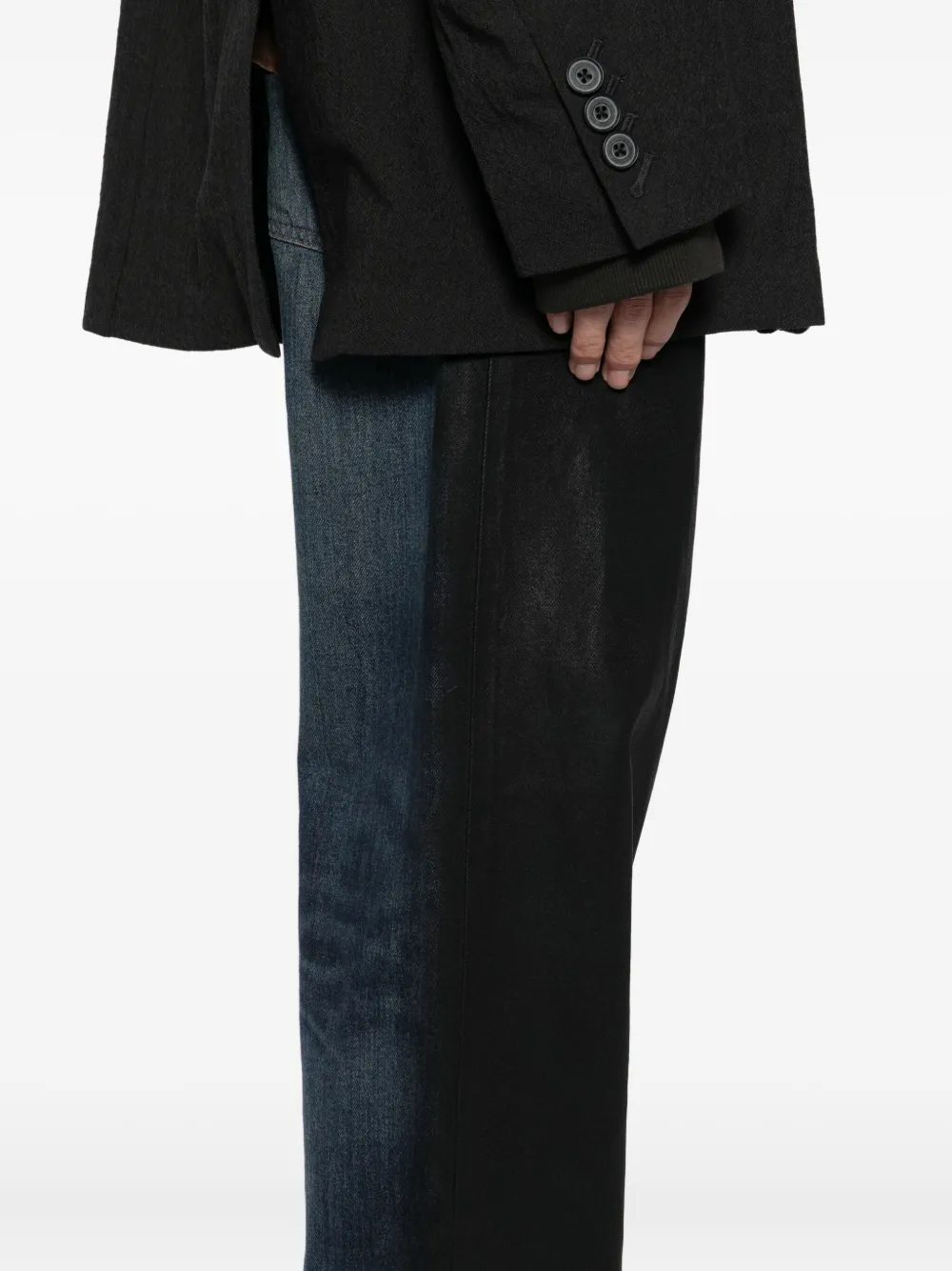 Miharayasuhiro Two-tone Coated Jeans In Black