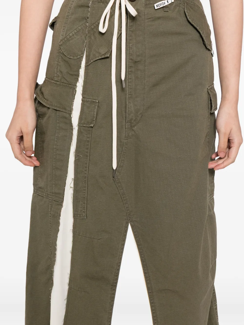 Miharayasuhiro Distressed Cotton Cargo Skirt In Green