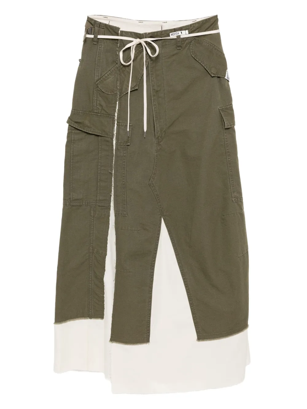 Miharayasuhiro Distressed Cotton Cargo Skirt In Green