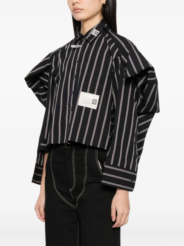 トップス Maison MIHARA YASUHIRO Nep Stripe Shirt Maison MIHARA YASUHIRO Asymmetric Striped Shirt | Black