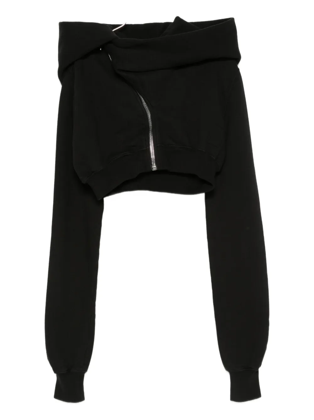 Rick Owens DRKSHDW Mountain crop zip-front hoodie Zwart