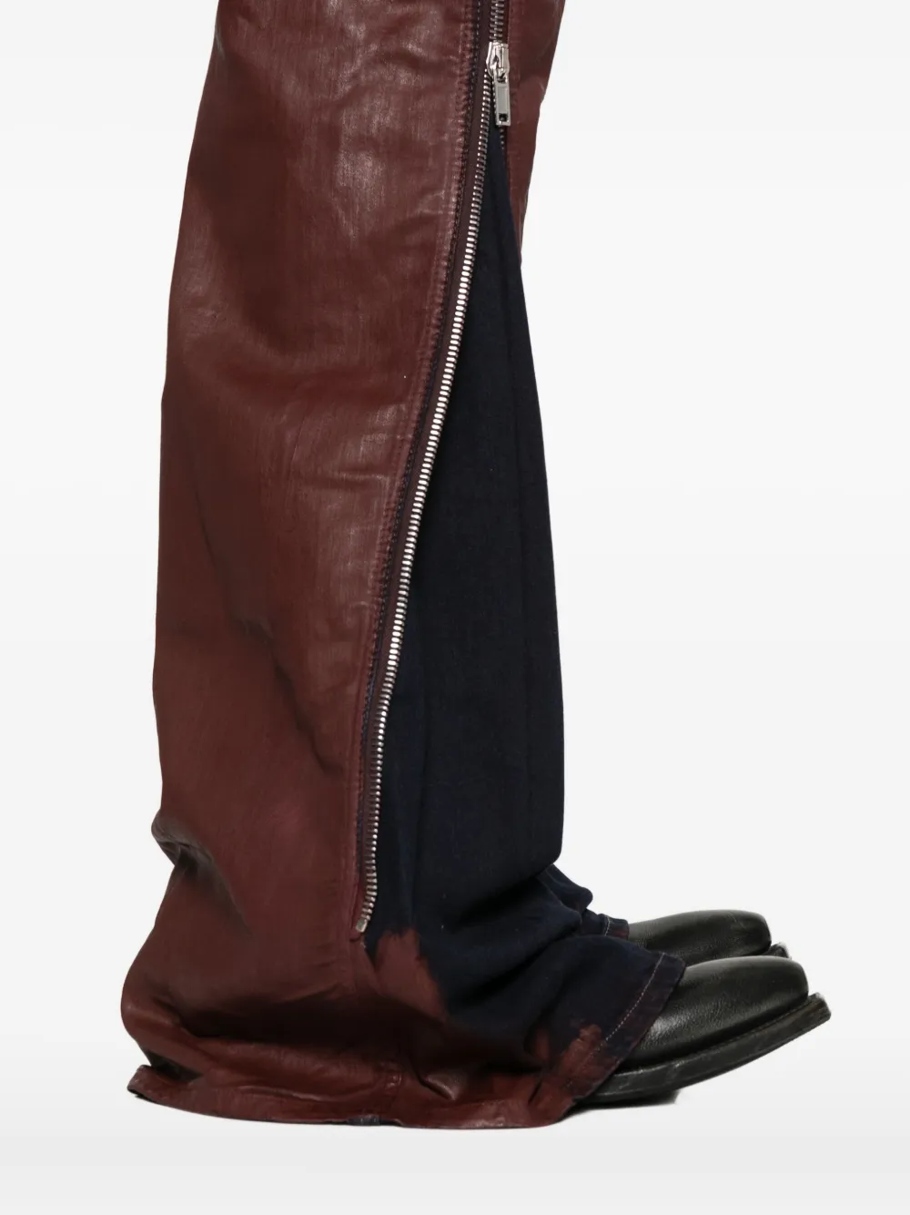 Rick Owens DRKSHDW Leren jeans met ritsdetail Rood