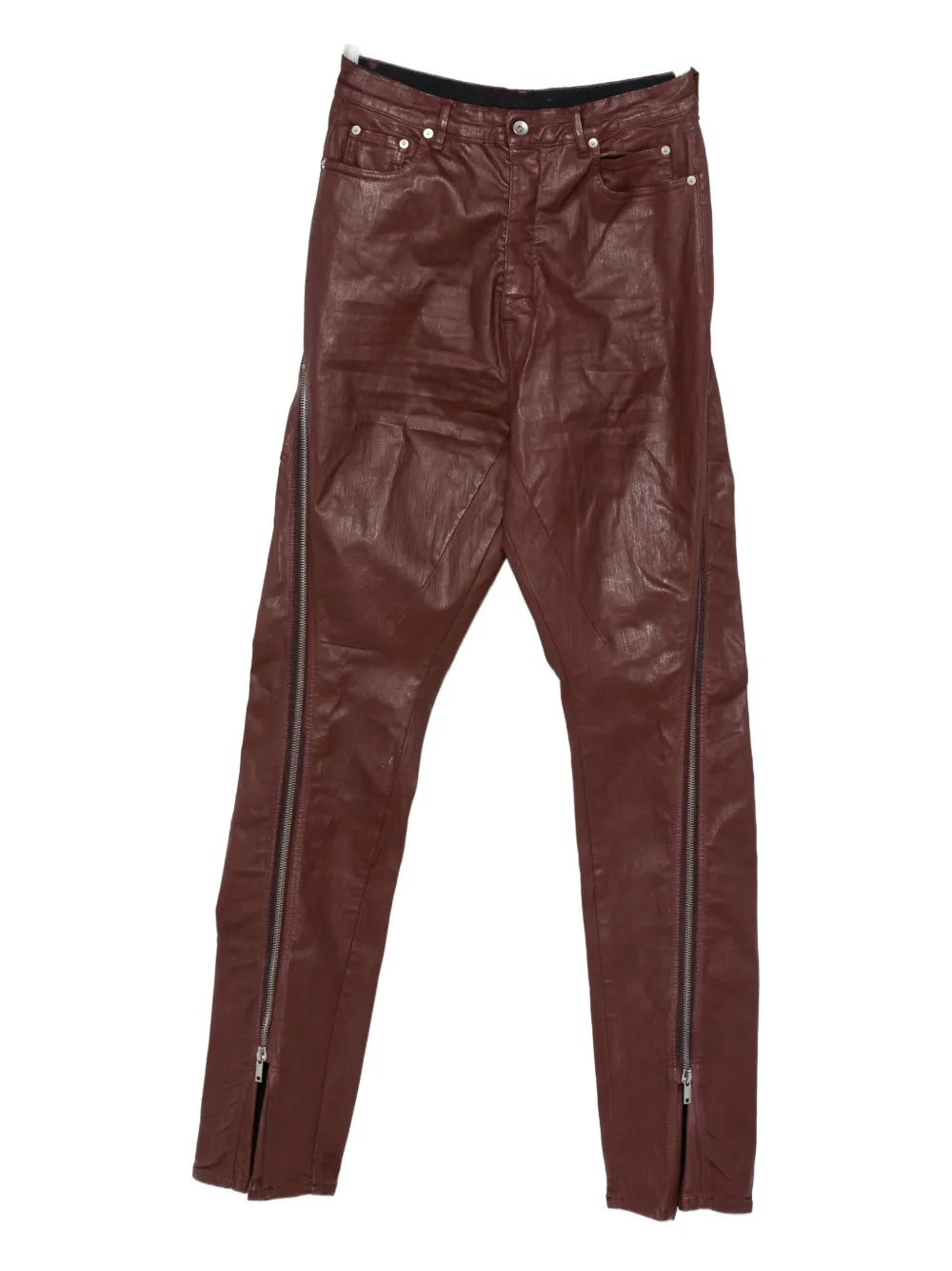 Rick Owens DRKSHDW zip-detail leather jeans Rood